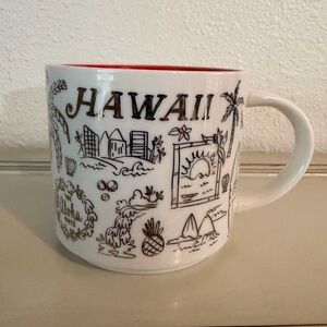 Retired 2018 Starbucks HAWAII BEEN THERE SERIES Coffee Mug Cup White Red Gold